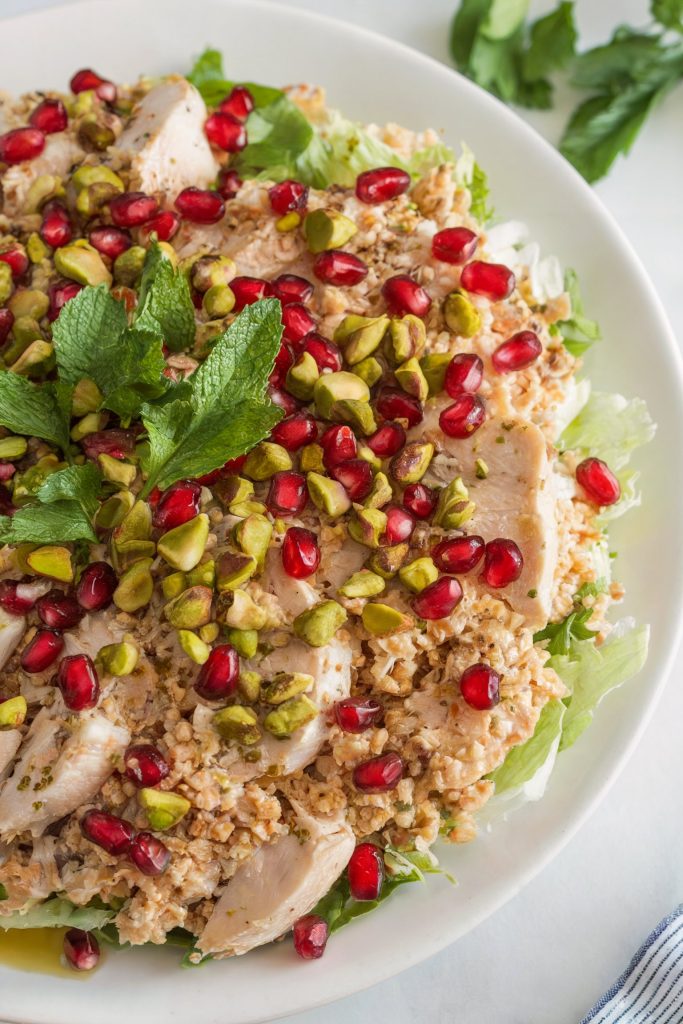 Chicken and Freekeh Salad With Pomegranate and Pistachios