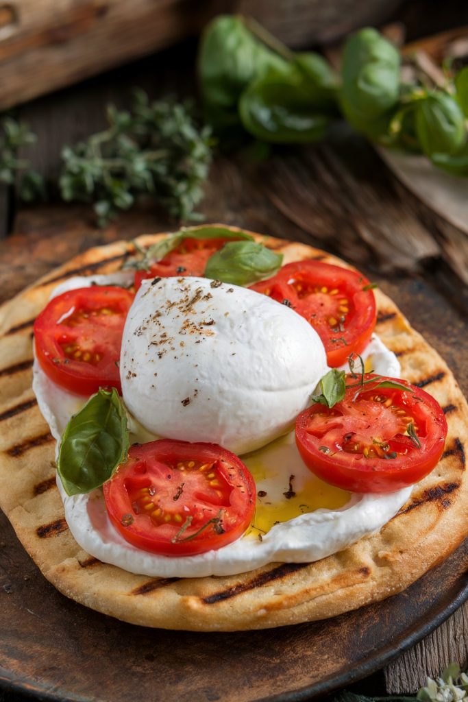 Grilled Flatbread With Burrata Cheese