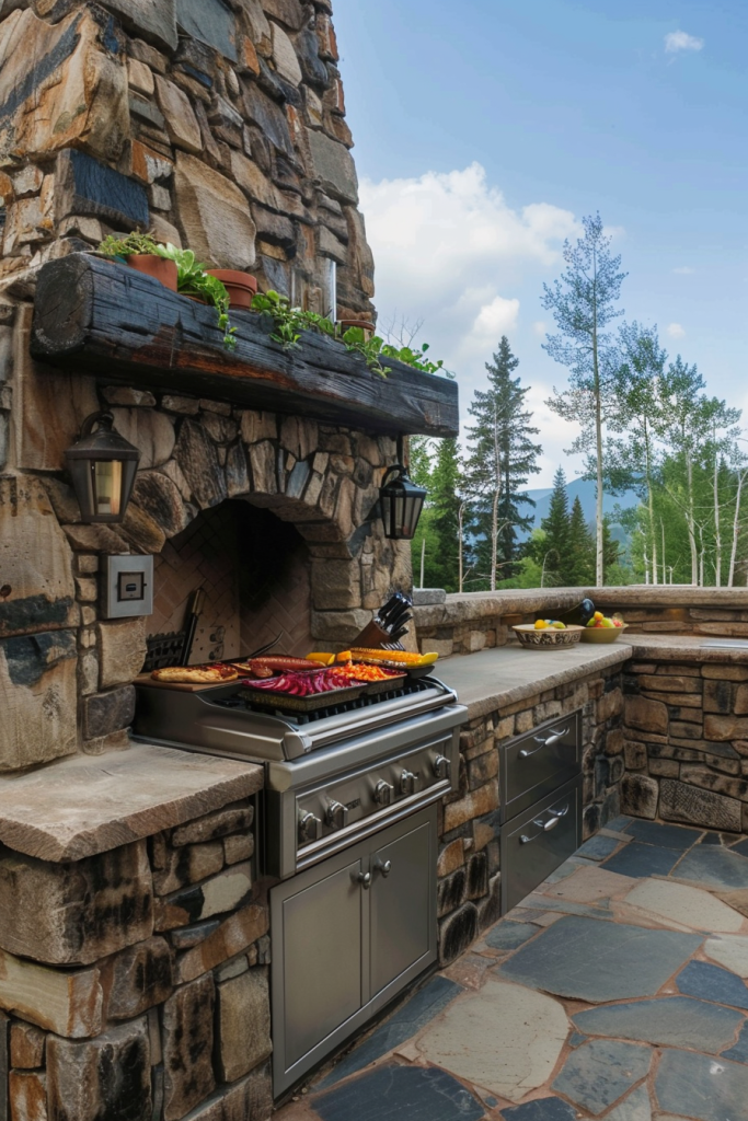 Rustic Stone Outdoor Kitchen