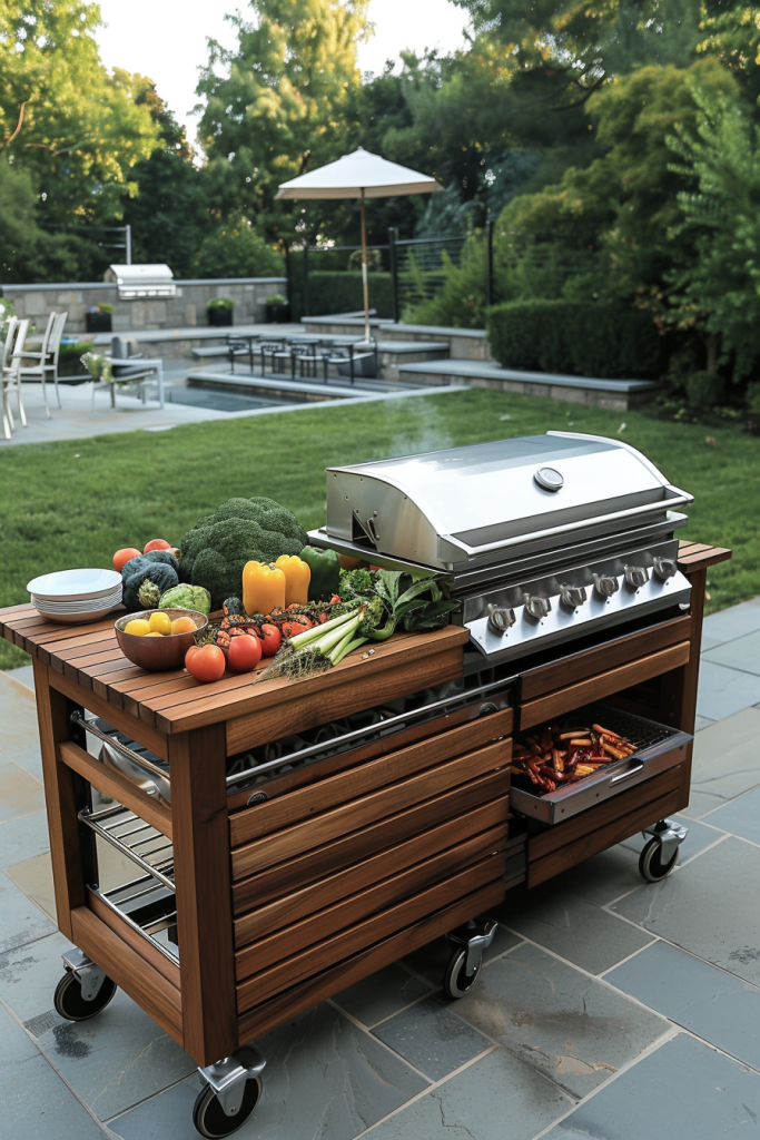 Rolling Grill Cart & Prep Table
