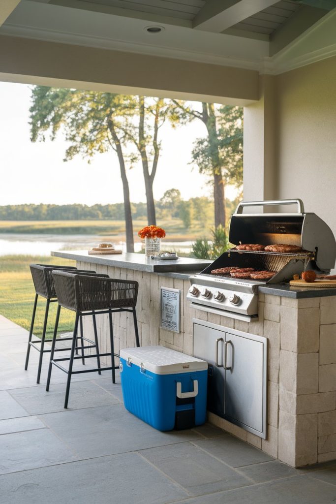 Grill with a Built-In Bar