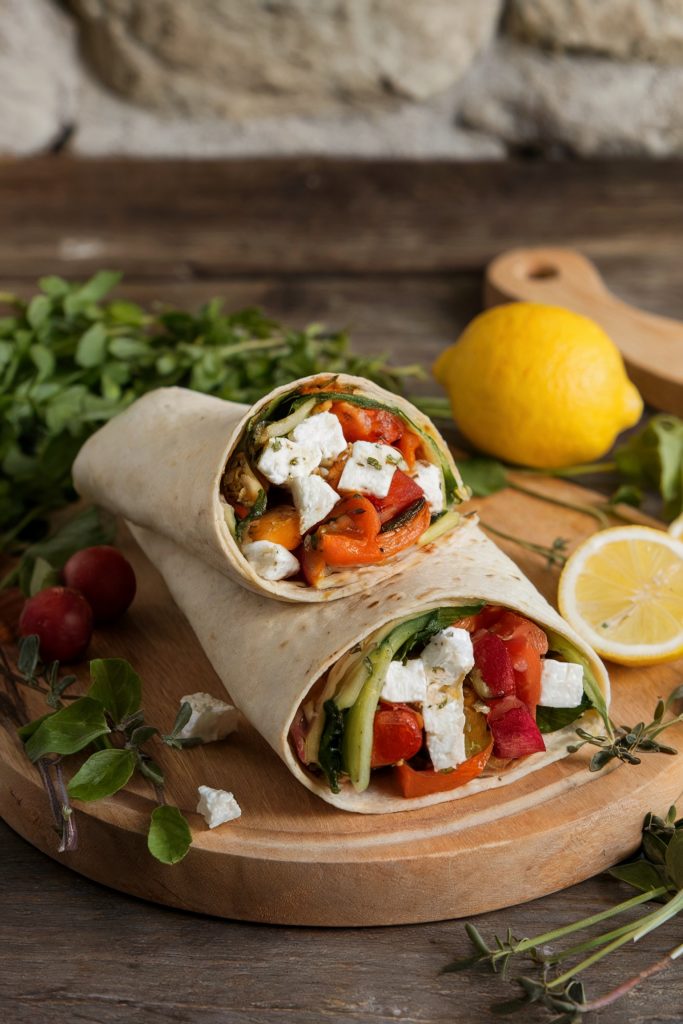Roasted Veggie and Feta Wraps