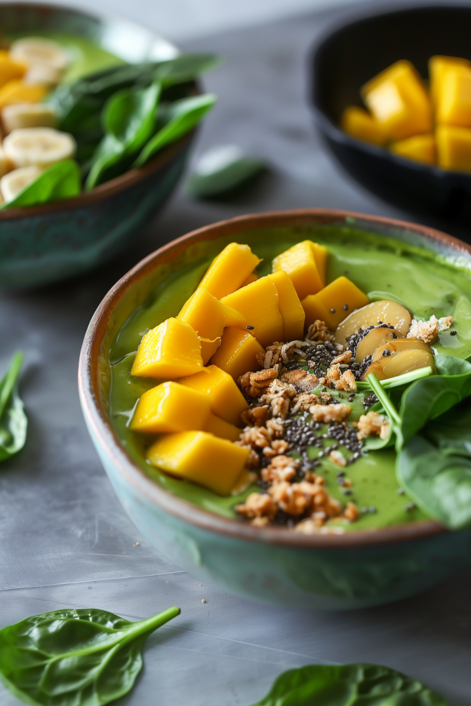 Smoothie Bowl with Spinach and Mango