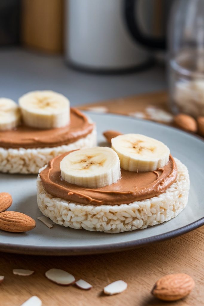 Almond Butter and Banana on Rice Cakes