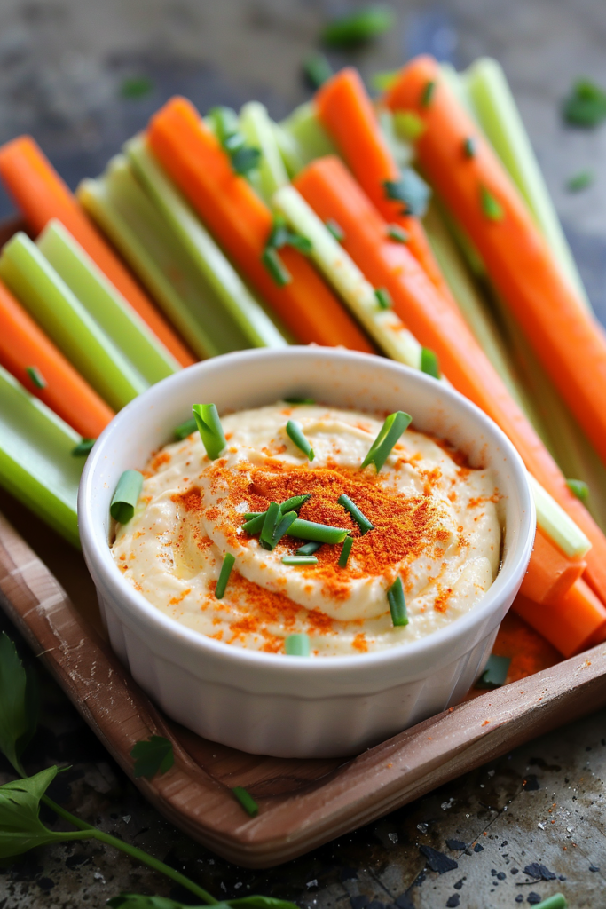 Carrot and Celery Sticks with Hummus