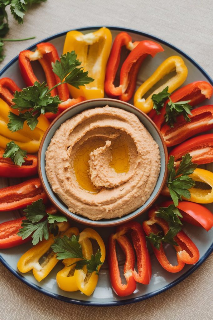Bell Pepper Strips With Hummus