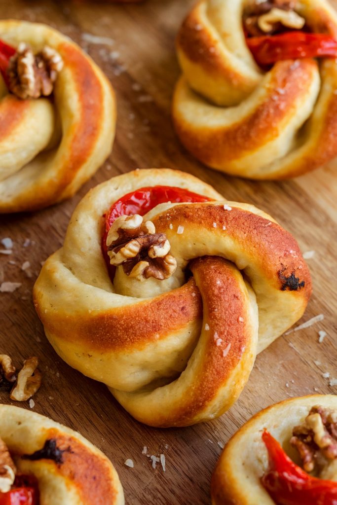 Red Pepper Walnut Knots