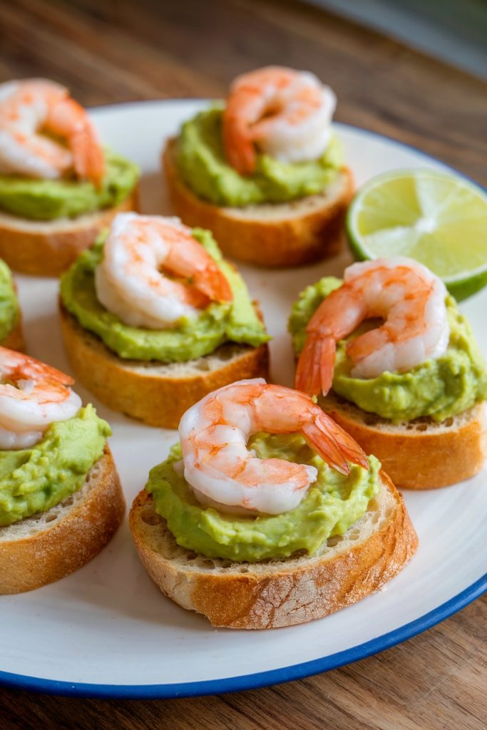 Avocado and Shrimp Crostini