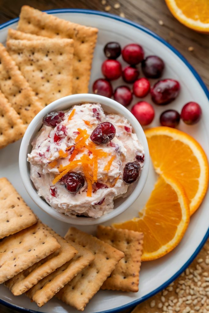 Sesame Crackers With Cranberry Cheese Spread