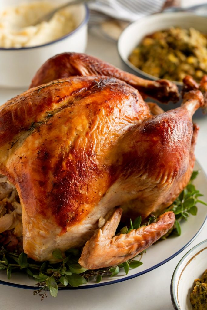 A whole turkey cooked evenly