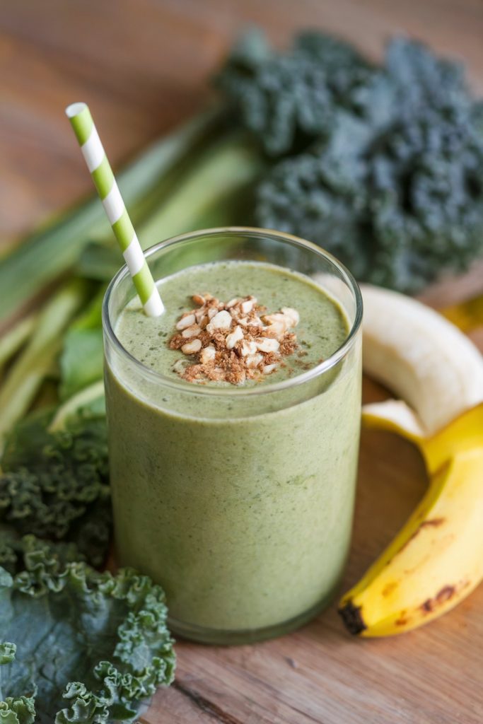 Green Smoothie With Kale, Banana, and Almond Butter