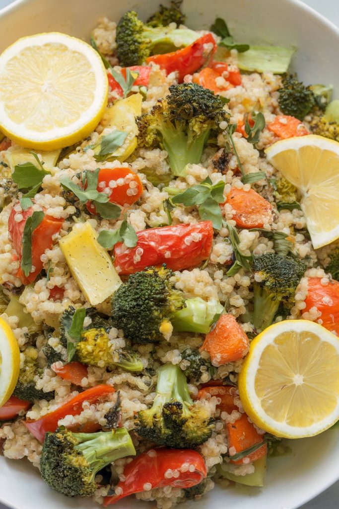 Quinoa Salad With Roasted Vegetables and Lemon Vinaigrette