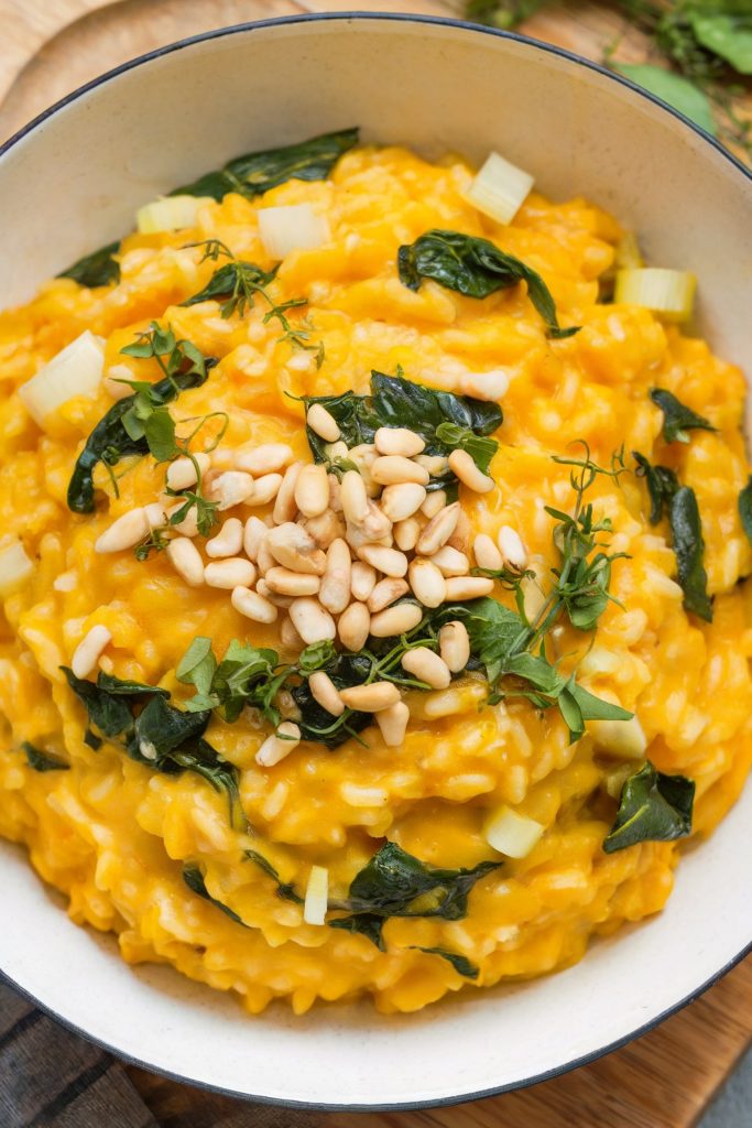 Butternut Squash Risotto With Leeks and Spinach