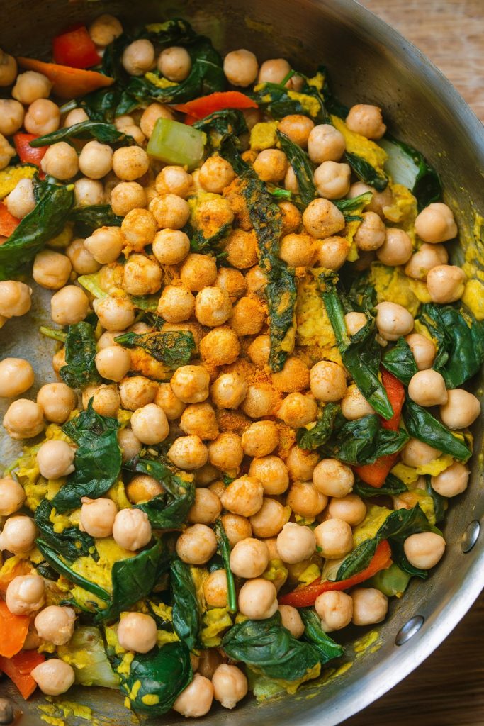 Savory Chickpea and Spinach Scramble