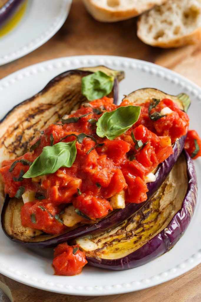 Roasted Eggplant With Tomato and Basil