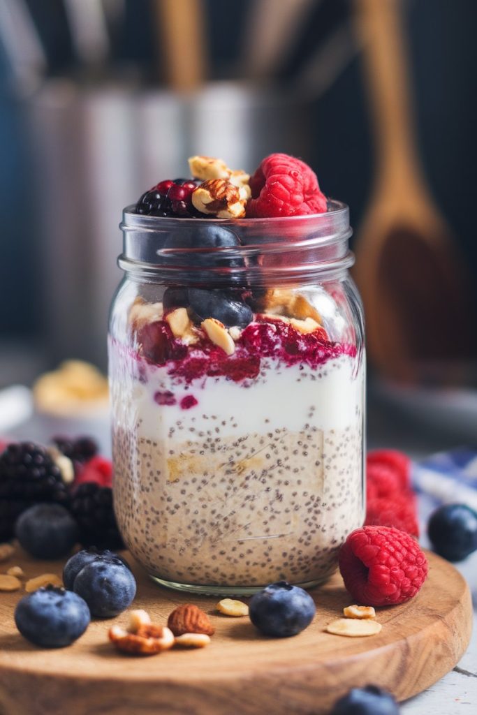Overnight Oats With Berries and Nuts