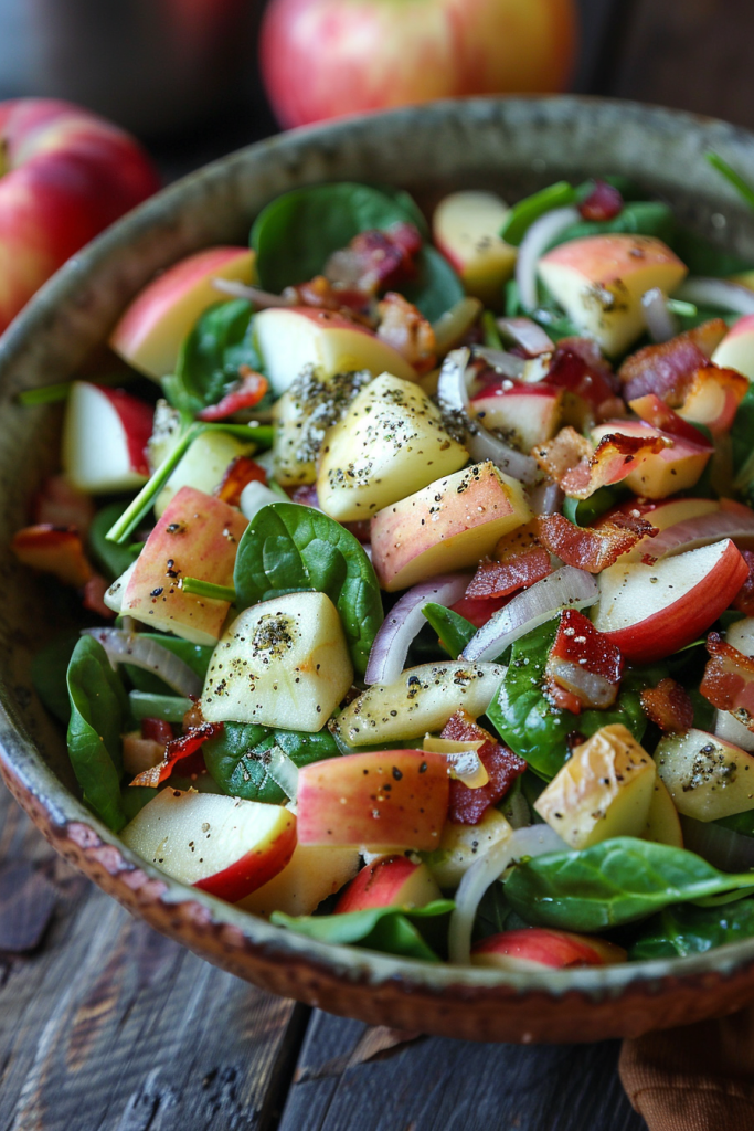 Hot Spinach Apple Salad