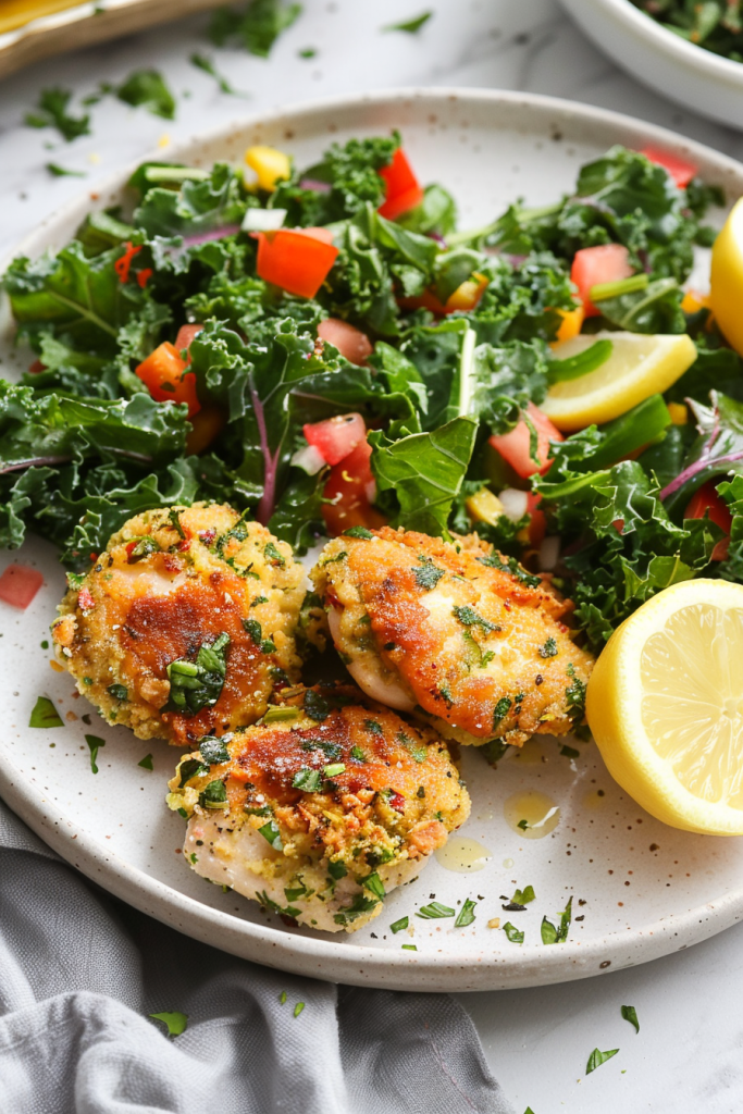 Air Fryer Chicken Thighs With Salsa Verde and Lemony Kale Salad