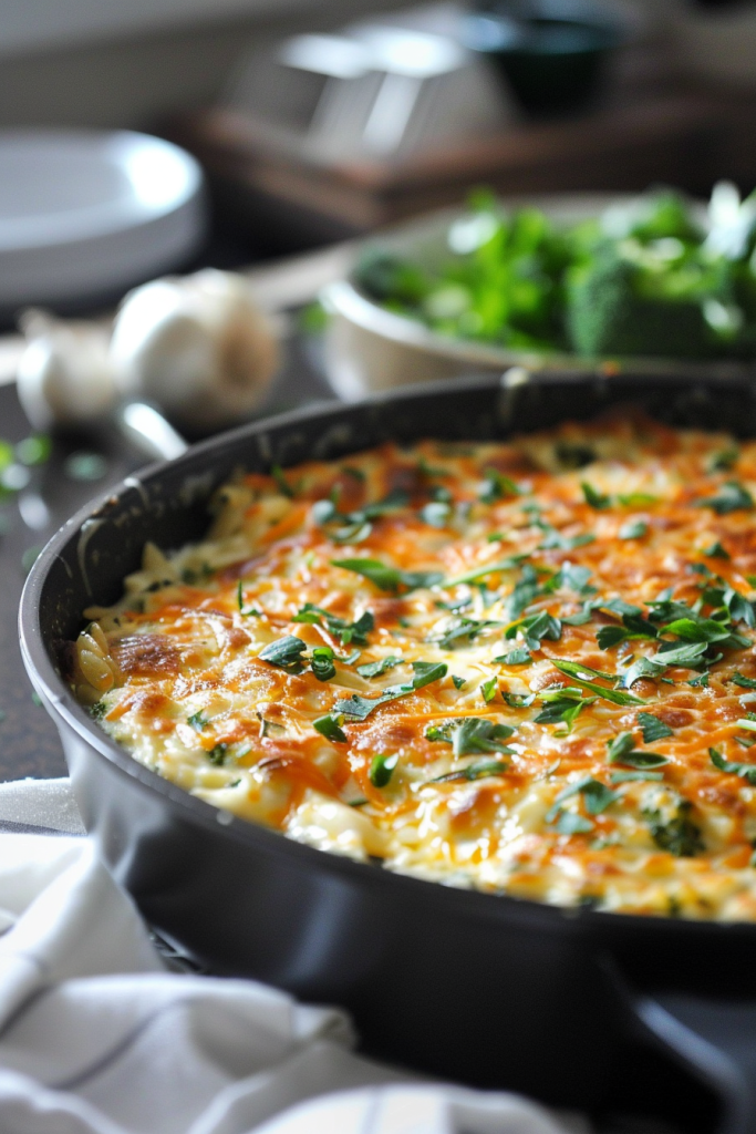 One-Pan Cheesy Broccoli-Cheddar Orzo