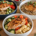 Three chicken bowls with different recipes