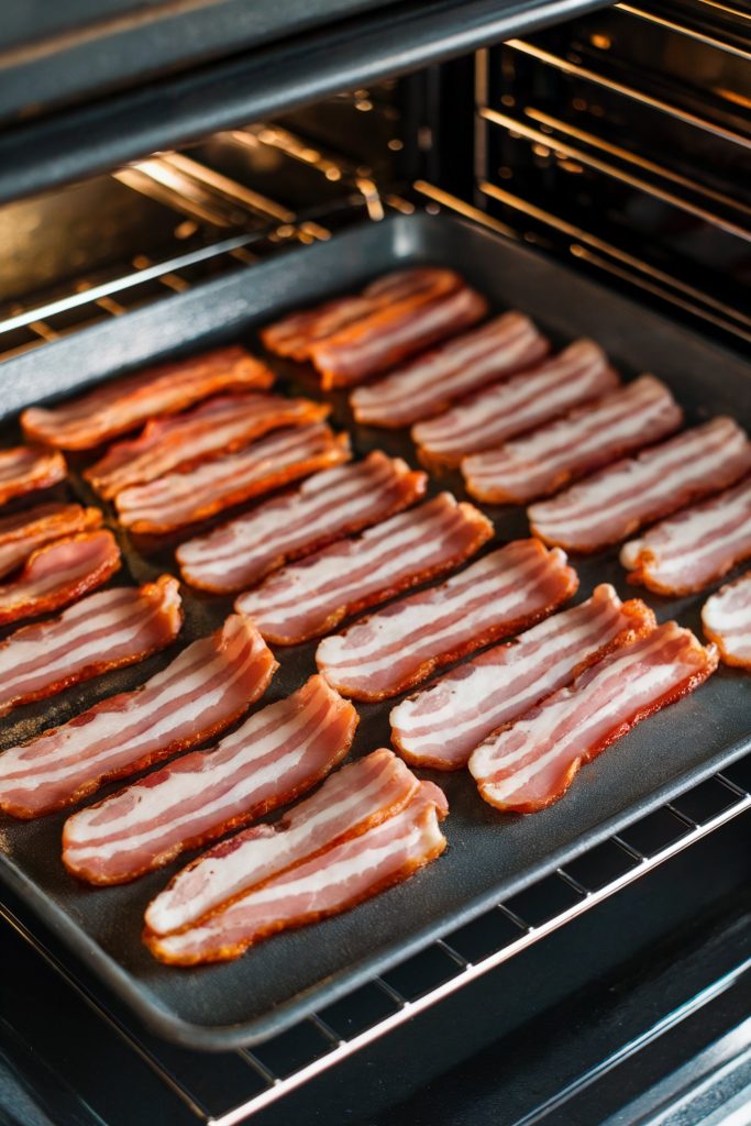 Bacons trips in an oven