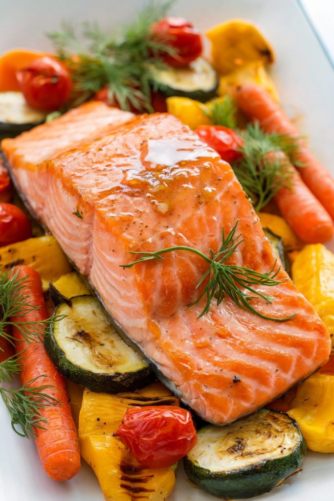 Honey Glazed Salmon with Roasted Veggies