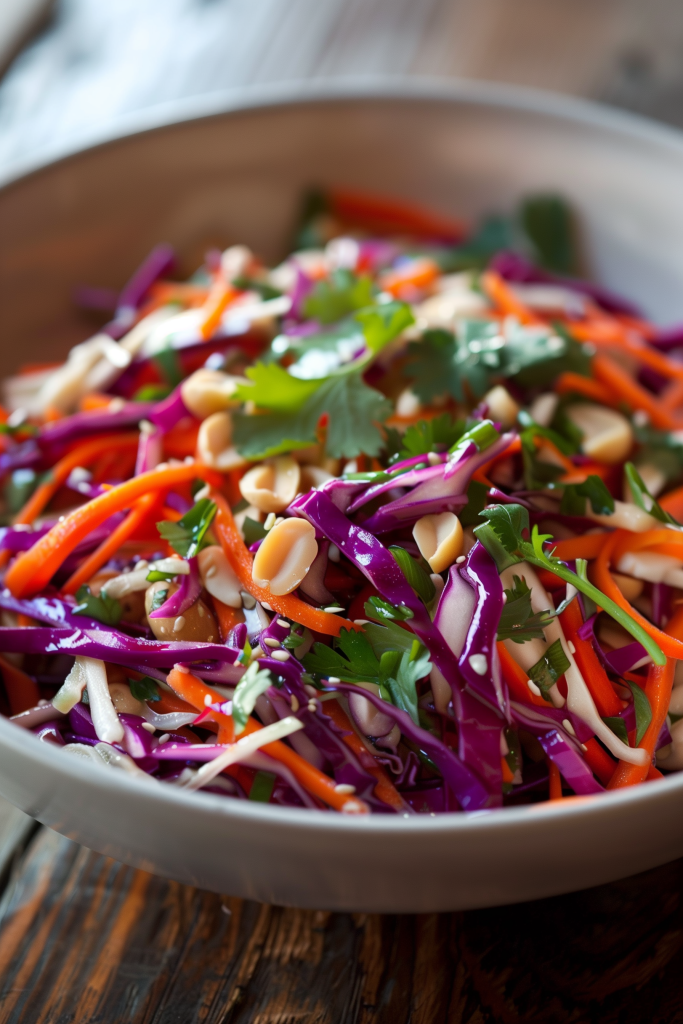 Asian Slaw With Ginger-Peanut Dressing