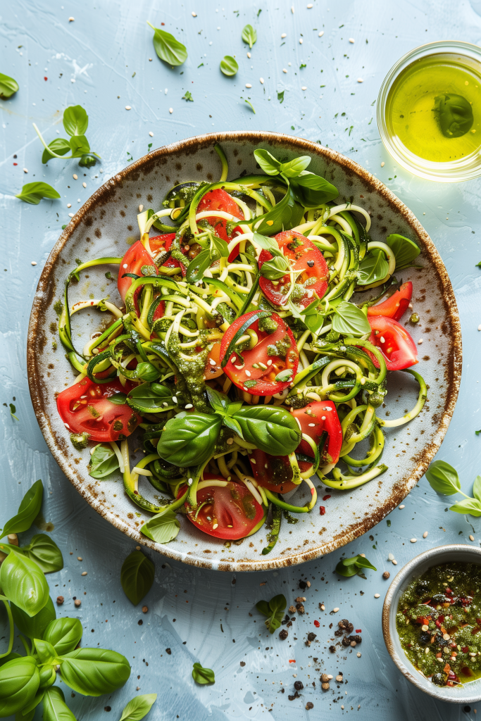 Zucchini Noodle Salad With Pesto