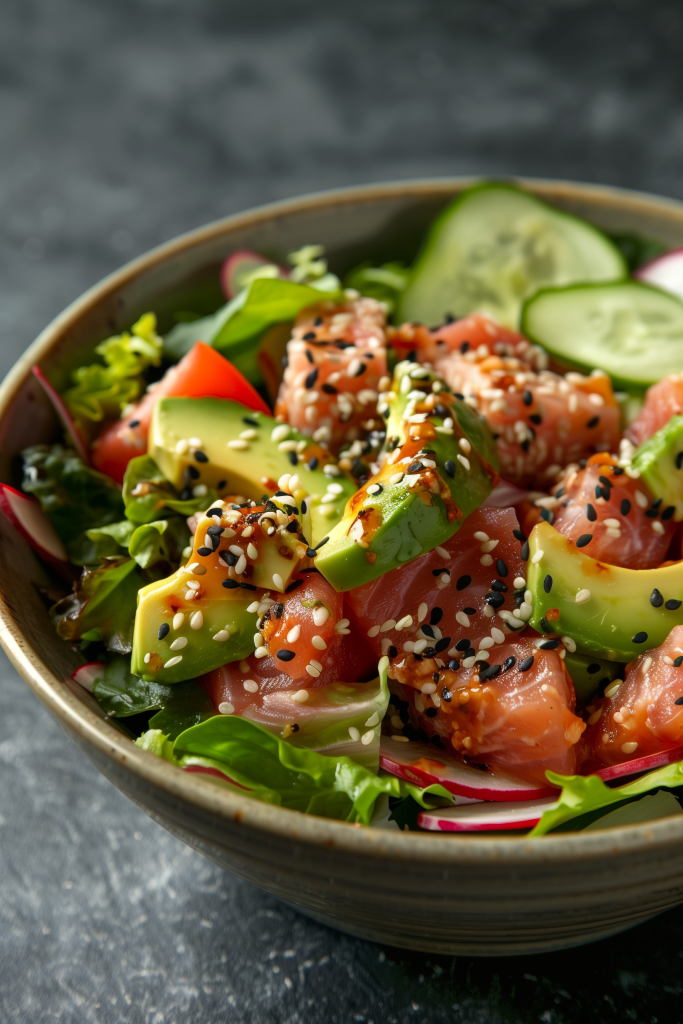 Spicy Tuna and Avocado Salad With Sesame Ginger Dressing