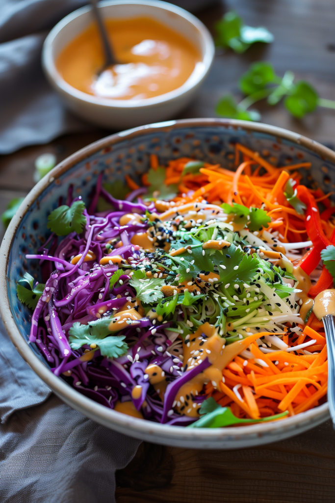 Rainbow Salad With Peanut Sauce