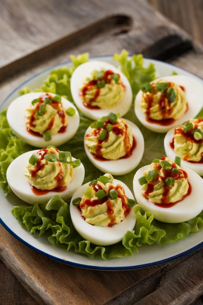 Avocado and Sriracha Deviled Eggs