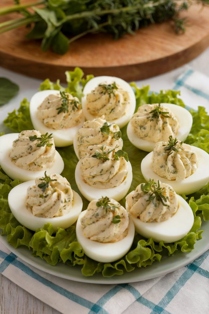 Herb and Garlic Cream Cheese Deviled Eggs