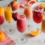 A collection of mimosa drinks