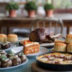 Differrent kinds of Easte foods on a table
