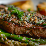 Steak With Asparagus and Garlic Butter