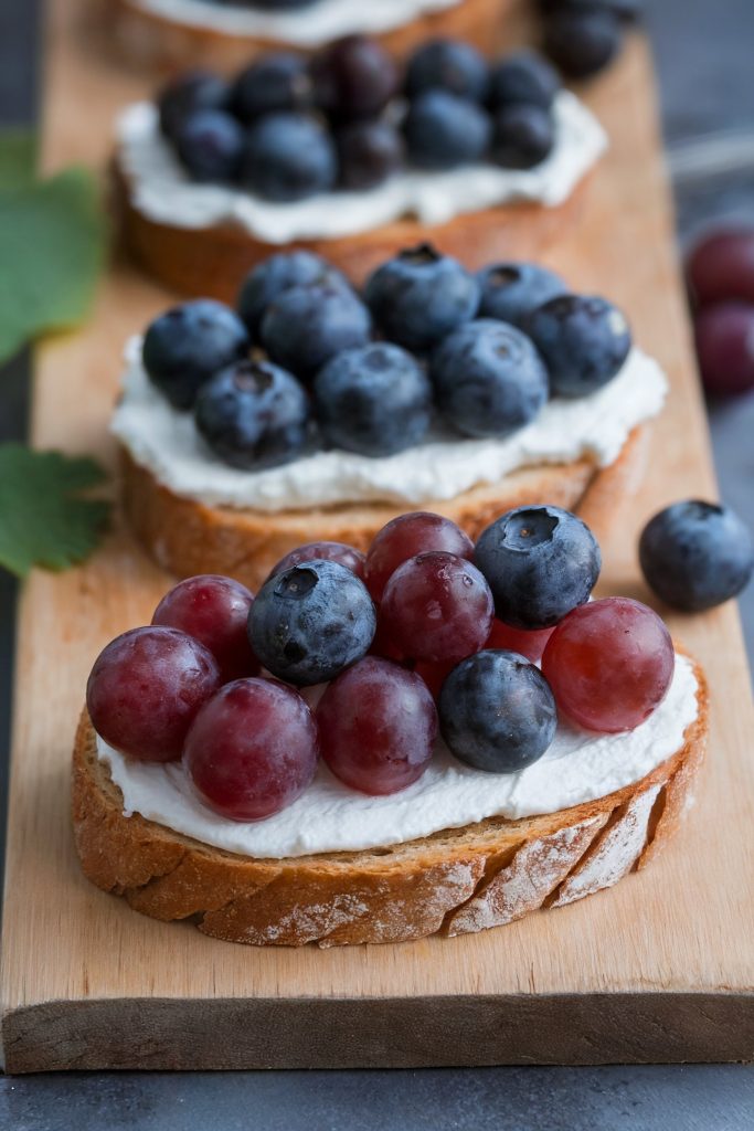 Ricotta, Blueberry, and Grape Toasts