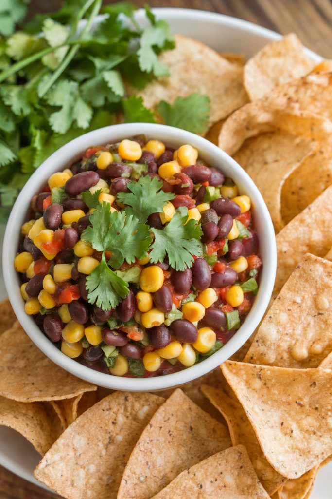 Black Bean and Corn Salsa With Whole Wheat Chips