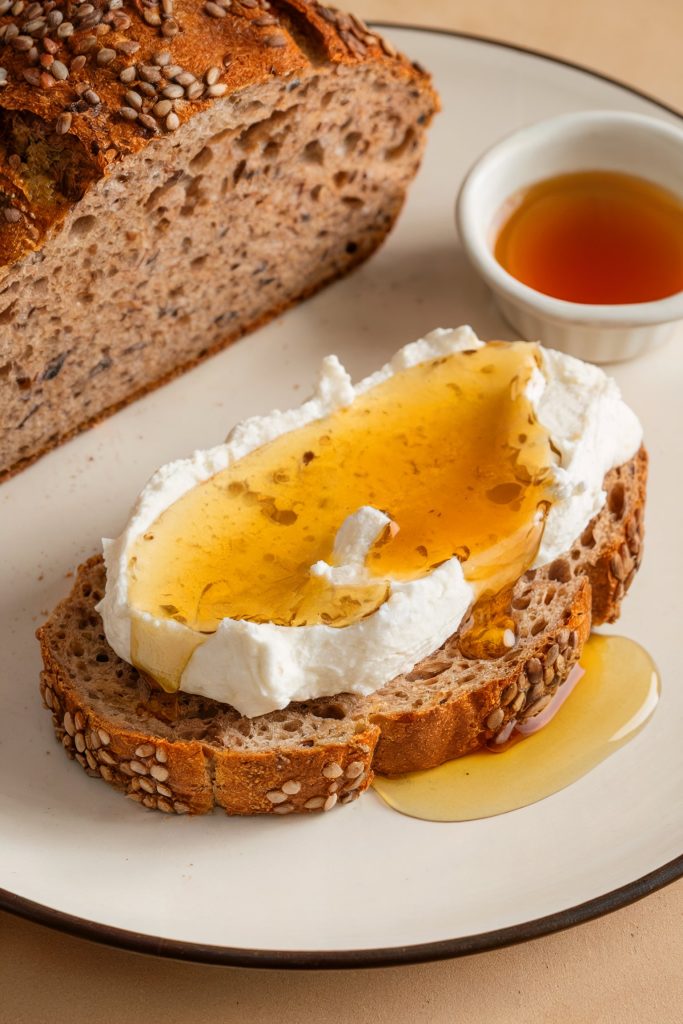 Seedy Bread with Ricotta and Honey