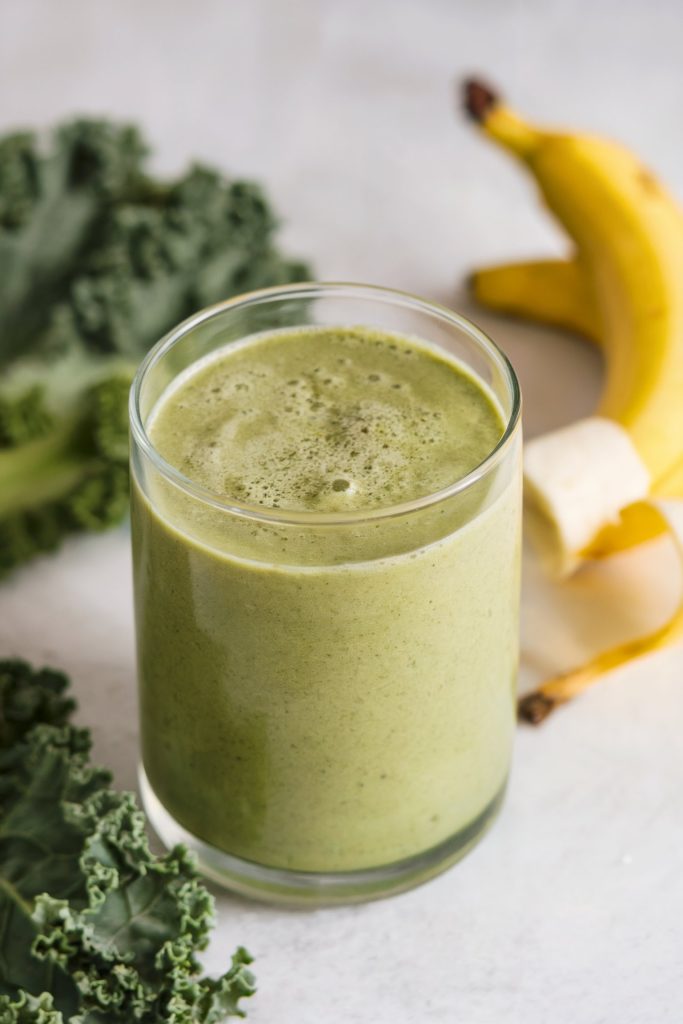 Smoothie with Kale, Banana, and Almond Milk
