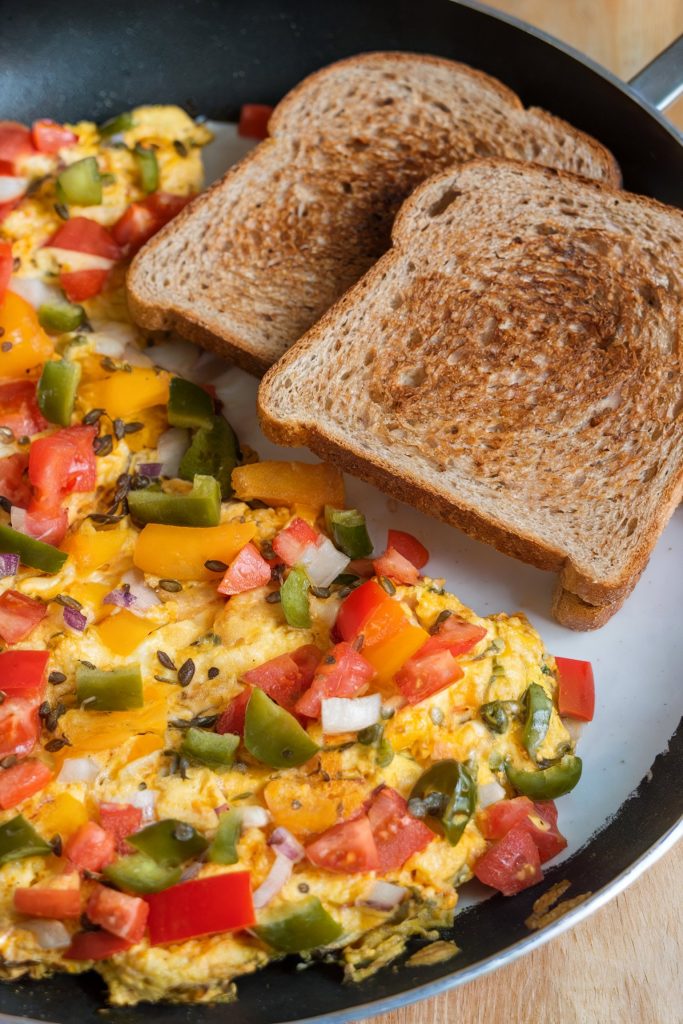 Egg and Veggie Scramble with Whole Grain Toast