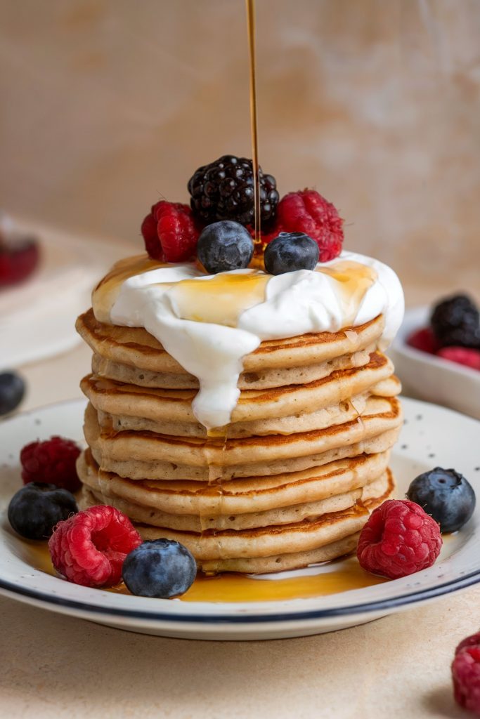 Protein Pancakes with Greek Yogurt and Berries