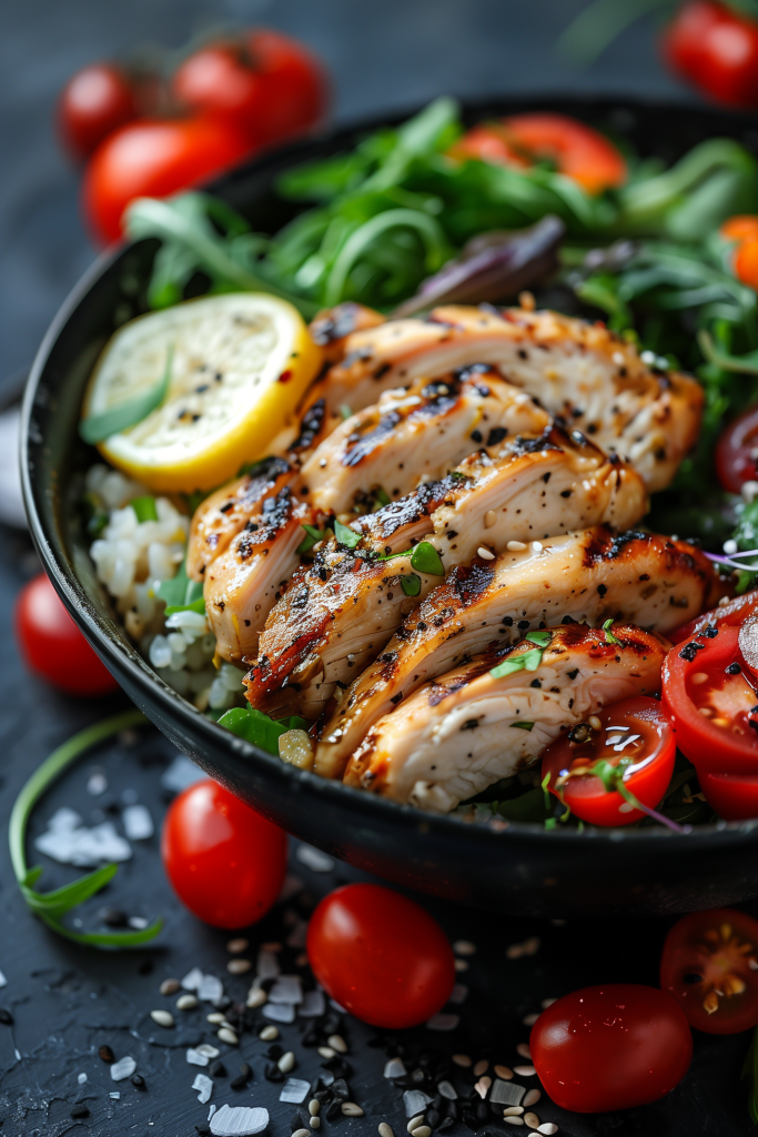 Super Garlicky Grilled Chicken Protein Bowl