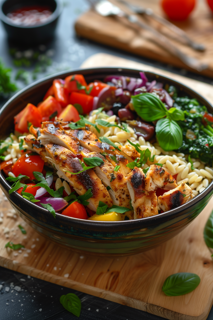 Greek Chicken Orzo Power Bowl