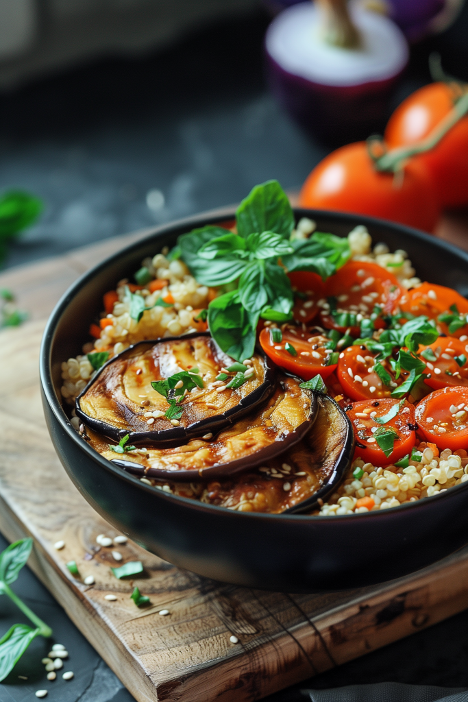 Eggplant and Quinoa Bowl