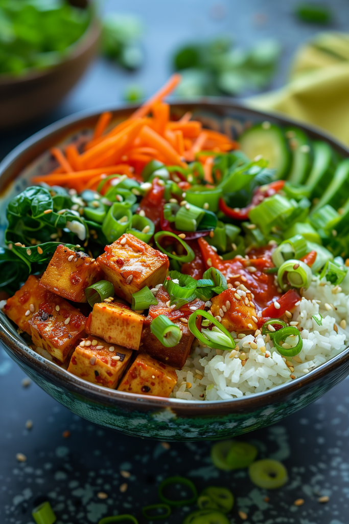 Sriracha Tofu and Veggie Bowl
