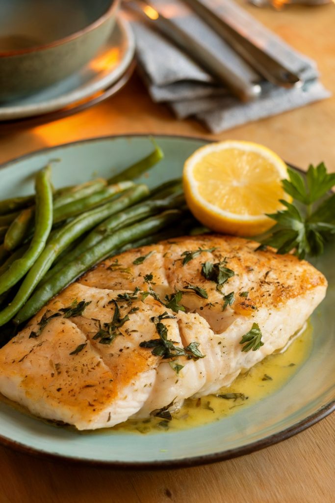 Lemon Herb Tilapia with Steamed Green Beans