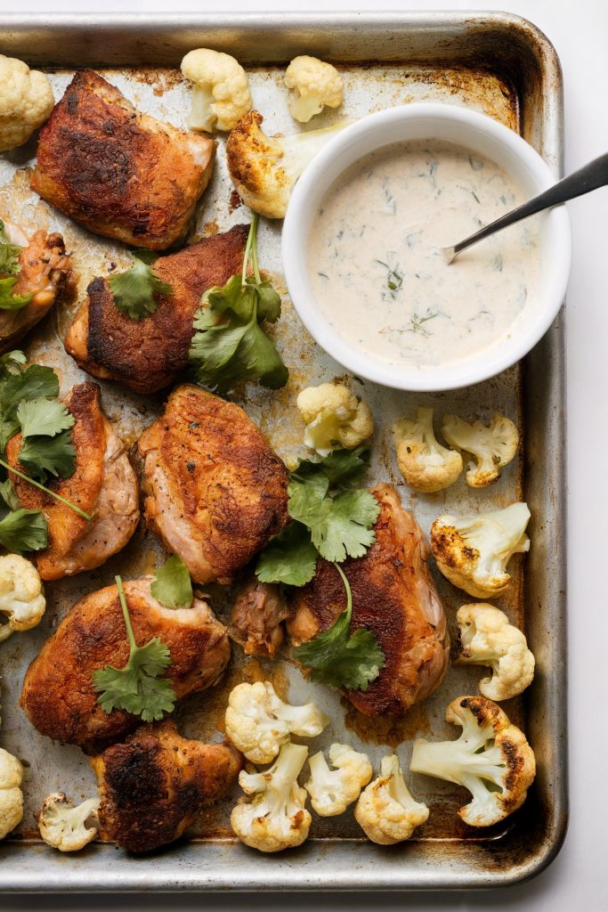 Baked Herb Chicken with Roasted Cauliflower
