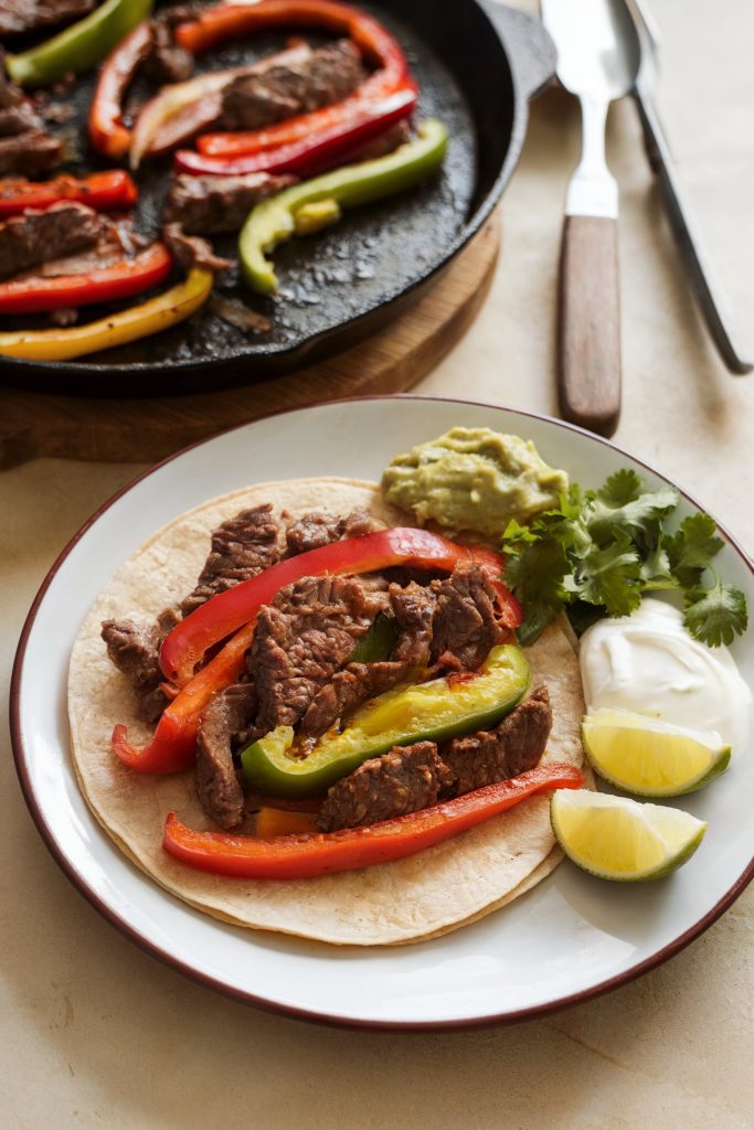 Beef and Bell Pepper Fajitas on Corn Tortillas