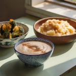 A table with three separate bowls