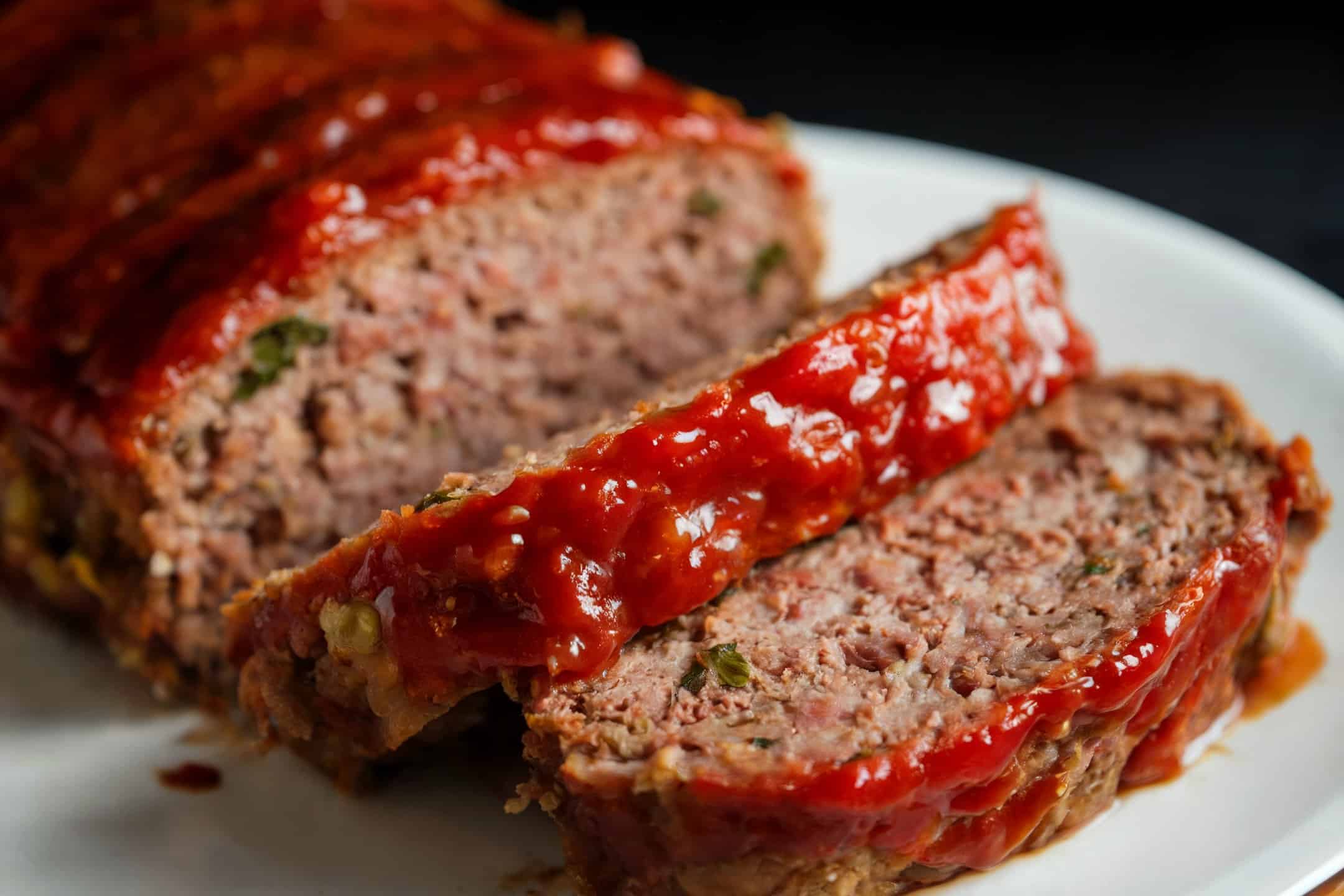 A meatloaf, sliced into two portions